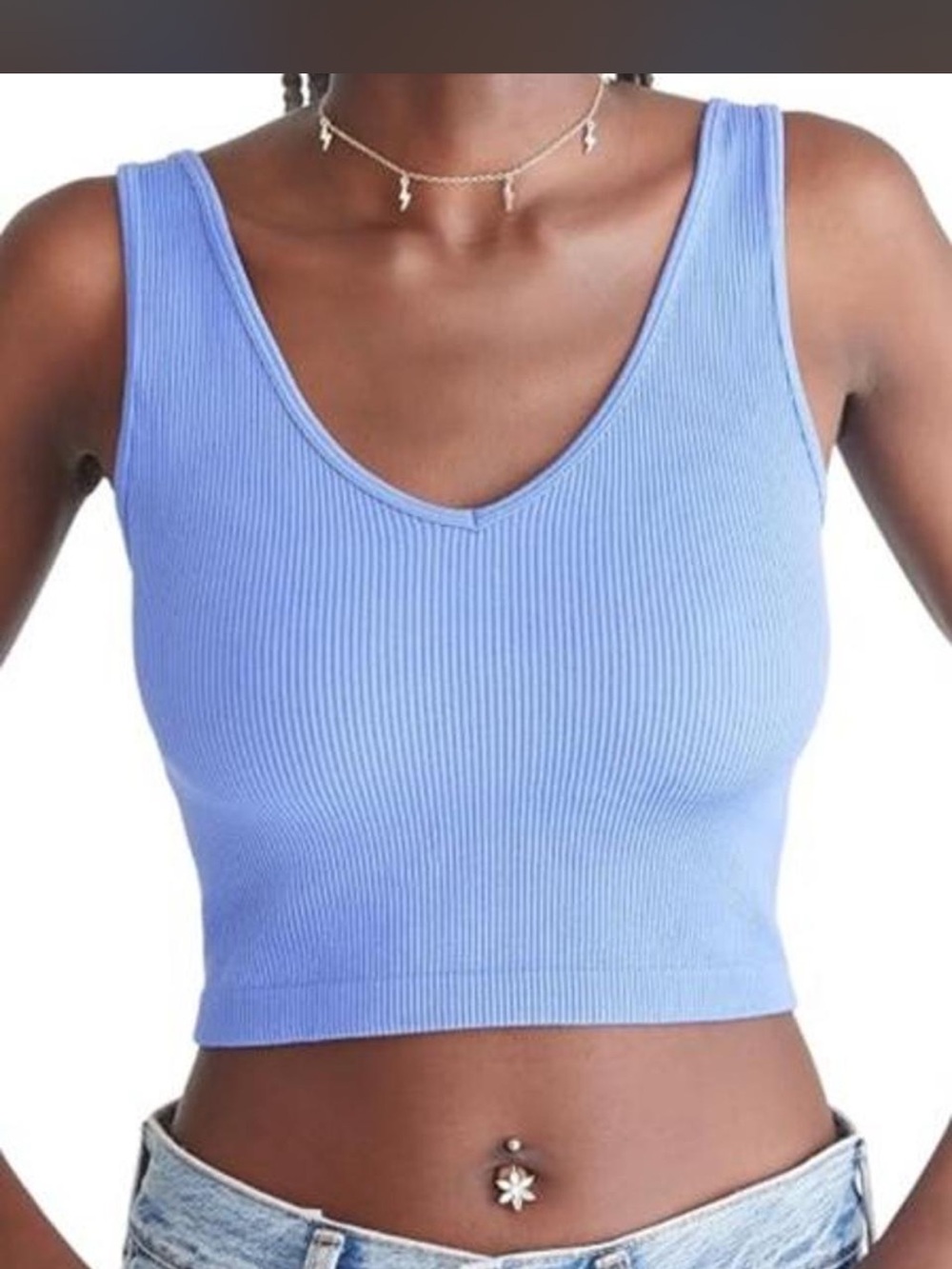 OLD NAVY- blue ribbed crop top- Size: S